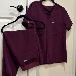 Figs Deep Maroon Scrub Set